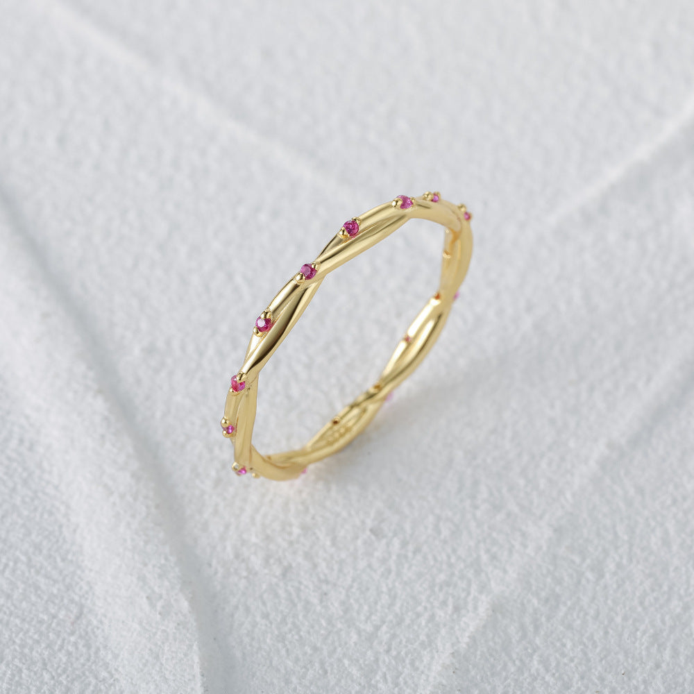 Callista Pink Crystal Twisted Rope Band (Size 7)