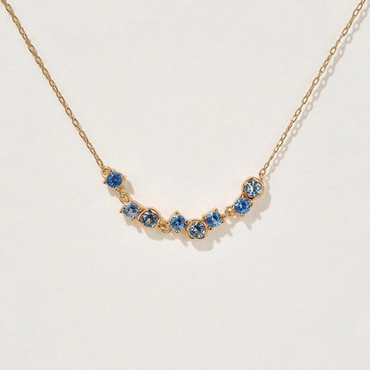 Dainty Sapphire Blue Crystal Arc Necklace