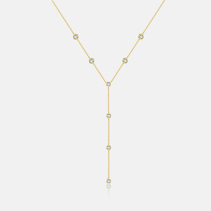 Dainty Bezel-Set Crystal Y-Necklace in Gold Vermeil