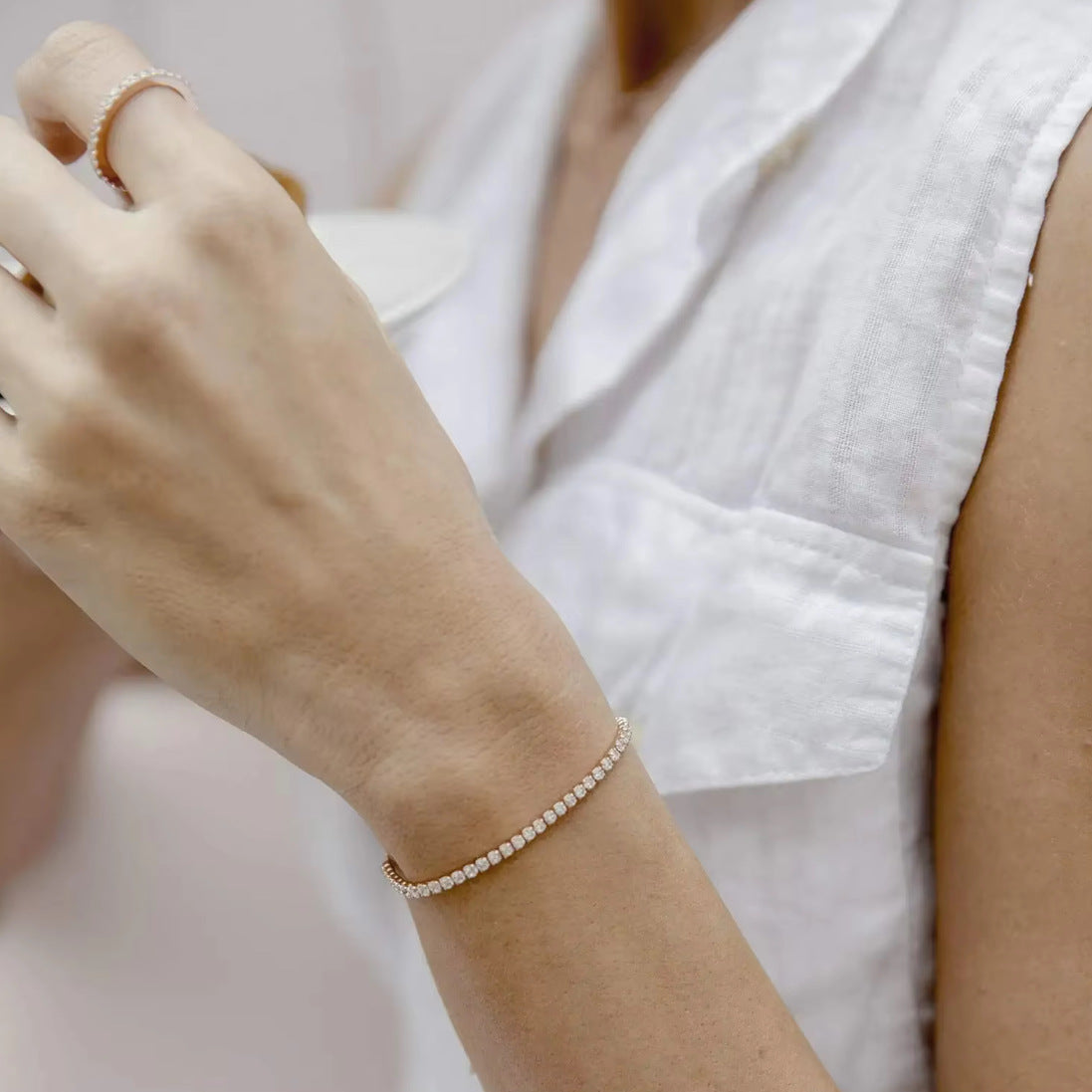 Dainty 2mm Adjustable Tennis Bracelet in Gold Vermeil