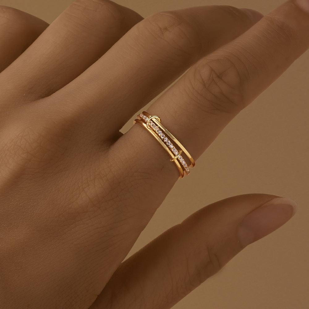Aurelia Interlocking Triple Layer Rolling Ring ( Size 7 )