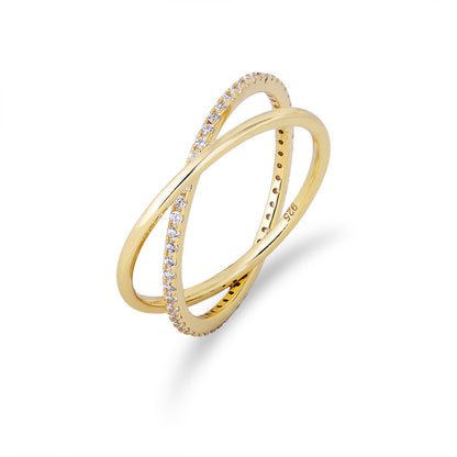Nova Crisscross X-Ring in Gold Vermeil ( Size 7 )