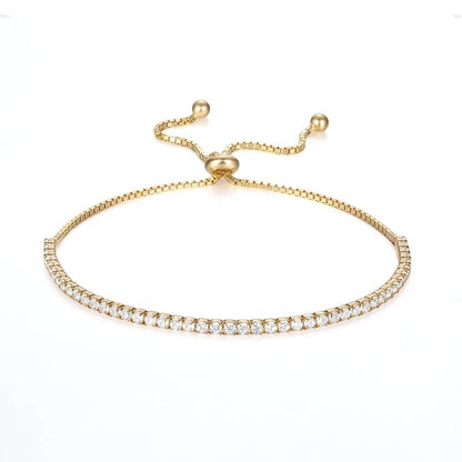 Dainty 2mm Adjustable Tennis Bracelet in Gold Vermeil
