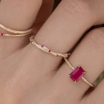 Callista Pink Crystal Twisted Rope Band (Size 7)
