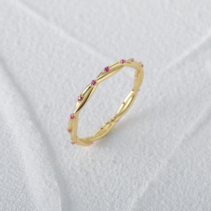 Callista Pink Crystal Twisted Rope Band (Size 7)