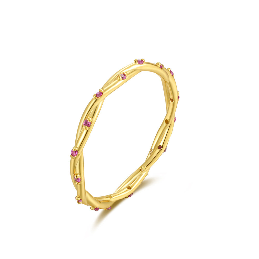 Callista Pink Crystal Twisted Rope Band (Size 7)