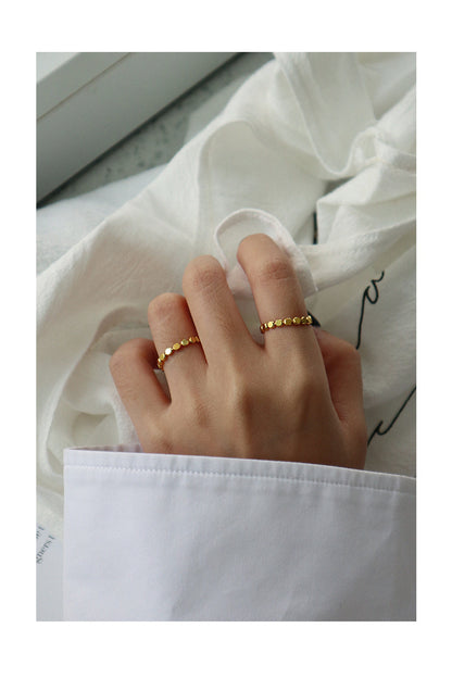 Dainty Beaded Stacking Ring in Gold Vermeil ( Size 7 )