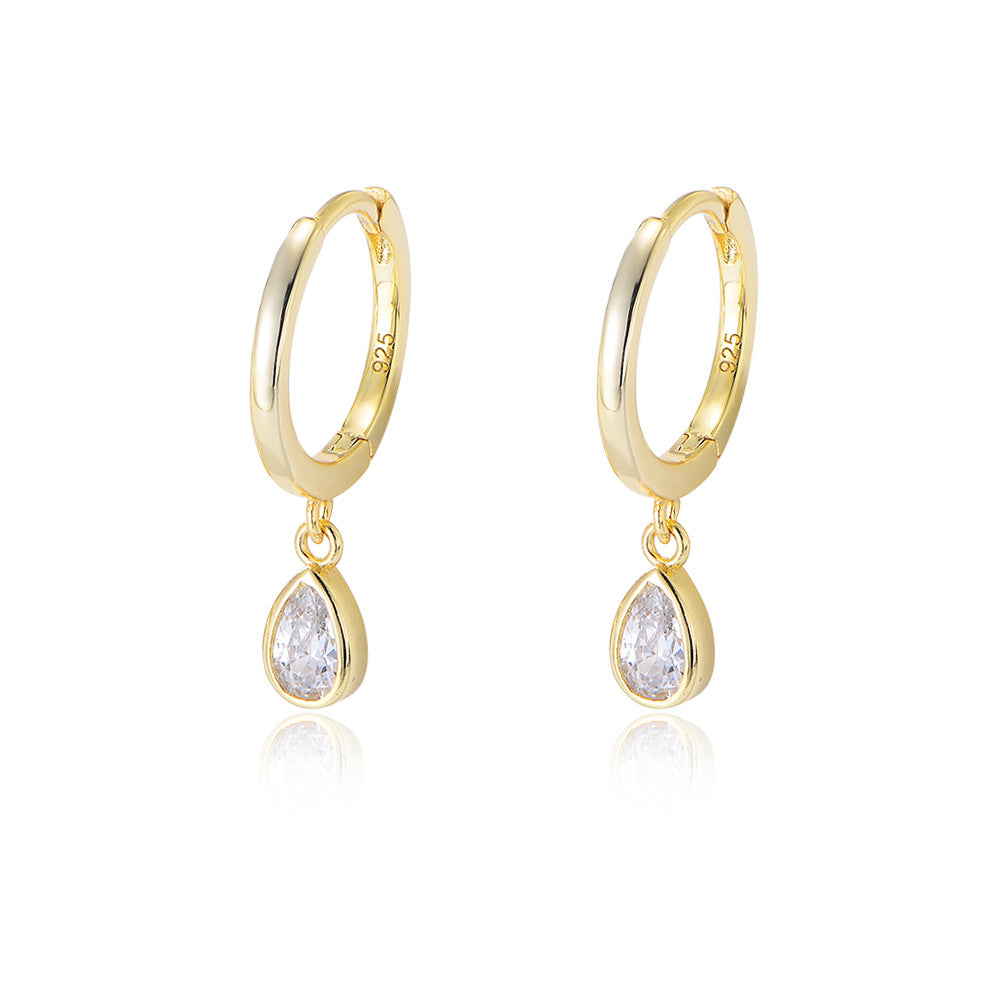 Aria Pear-Drop Huggie Earrings in Gold Vermeil