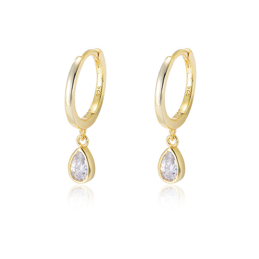 Aria Pear-Drop Huggie Earrings in Gold Vermeil