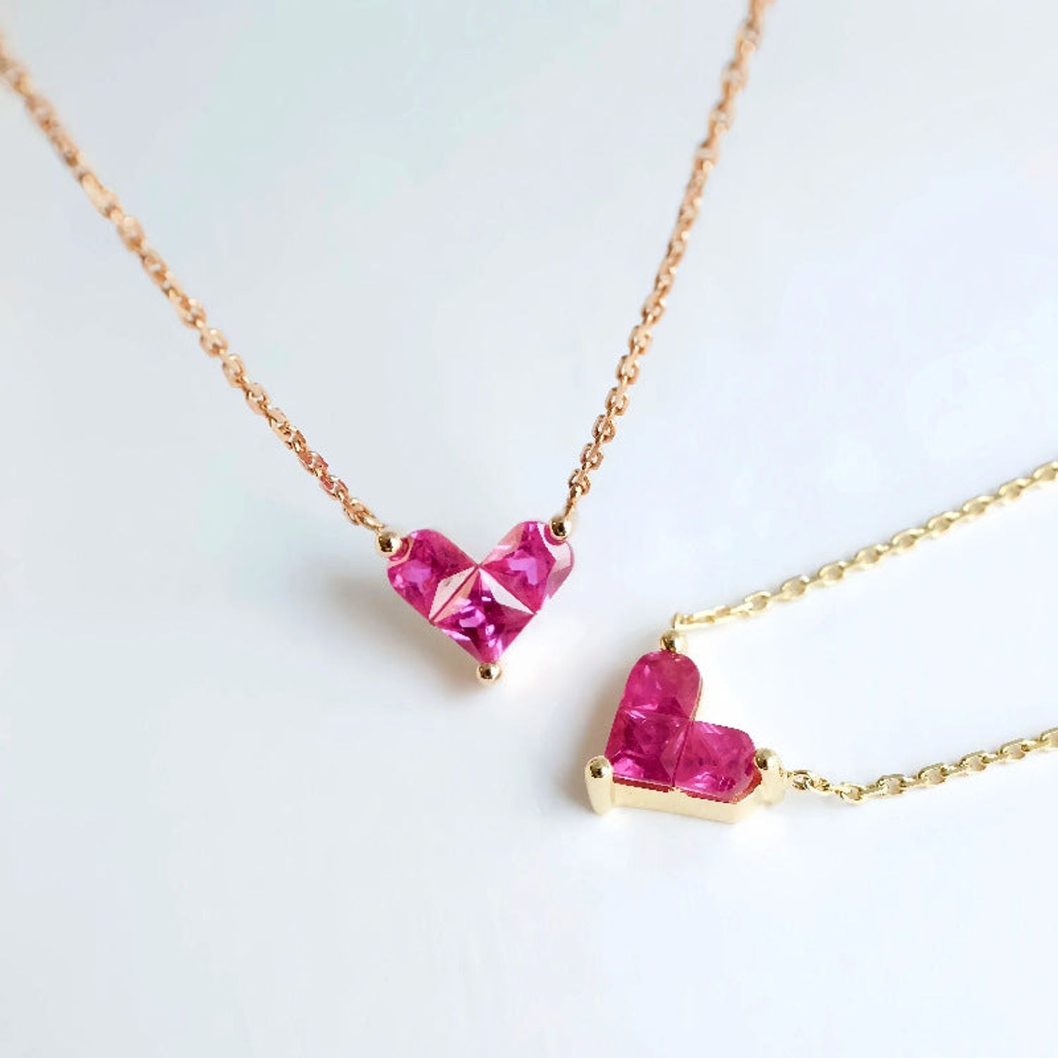 Buy 925 Sterling Silver Petite Red Heart Necklace Online in UAE