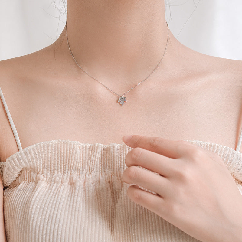 Maple Leaf Pendant Necklace – 925 Sterling Silver