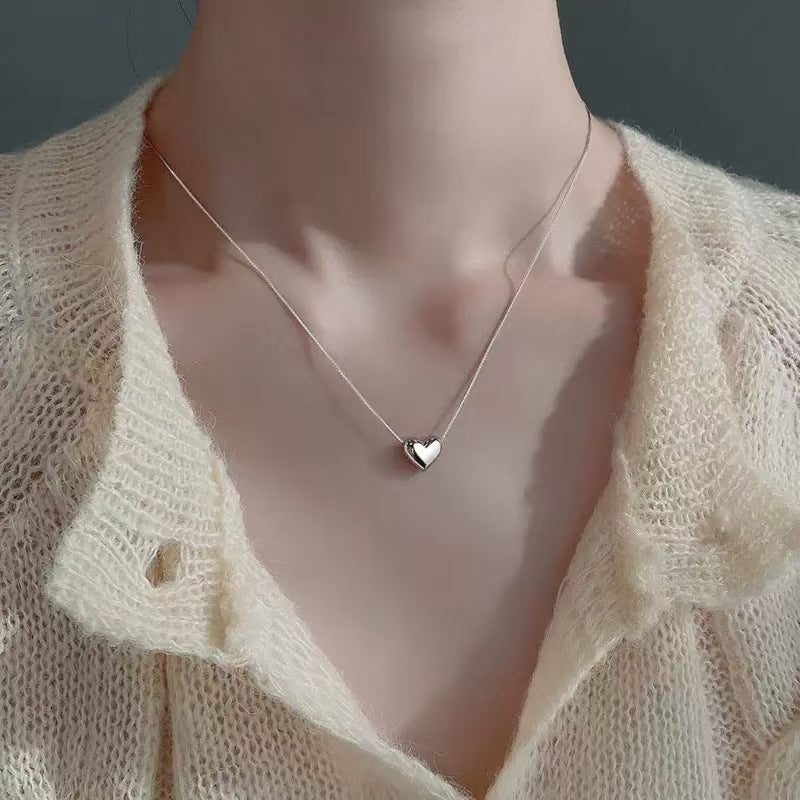 Puffed Heart Pendant Necklace – 925 Sterling Silver