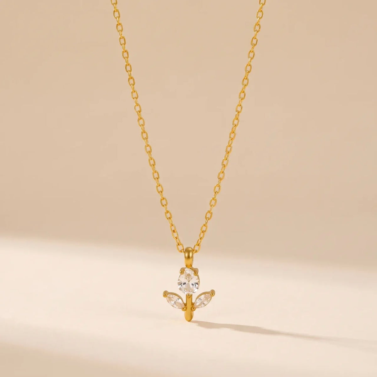 Sparkling Flower Bud Pendant Necklace – 925 Sterling Silver, Gold Plated