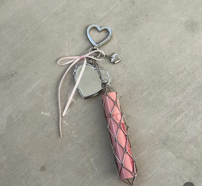 Lipstick Holder And Heart Keychain