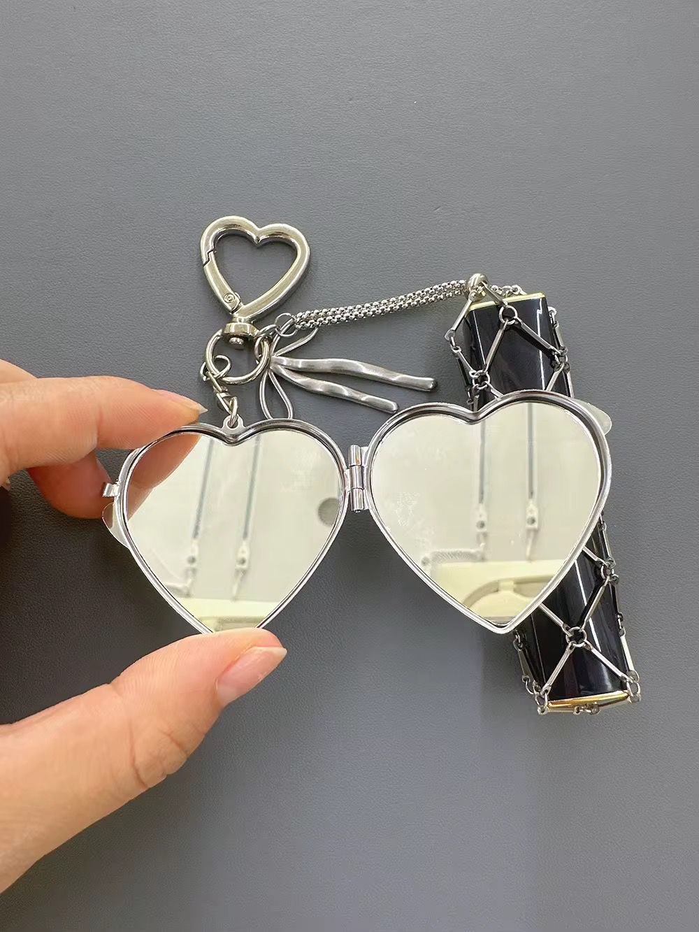 Lipstick Holder And Heart Keychain