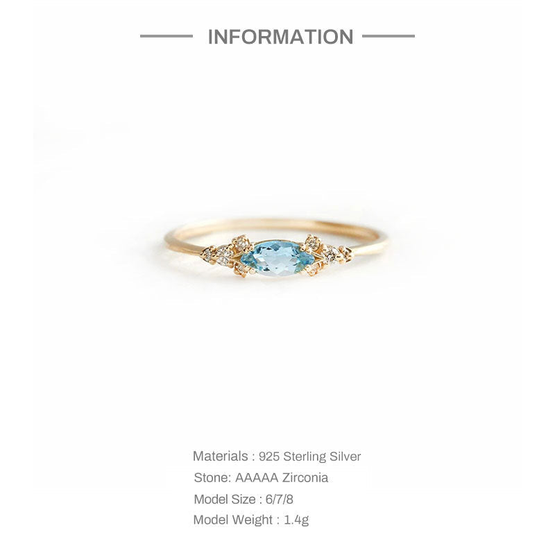 Aquamarine Blue Ring – 925 Sterling Silver, Gold Plated - Photo 4 | Pinky Promise