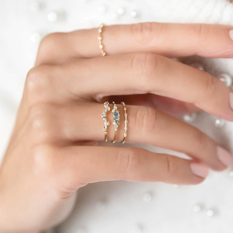 Aquamarine Blue Ring – 925 Sterling Silver, Gold Plated - Photo 6 | Pinky Promise