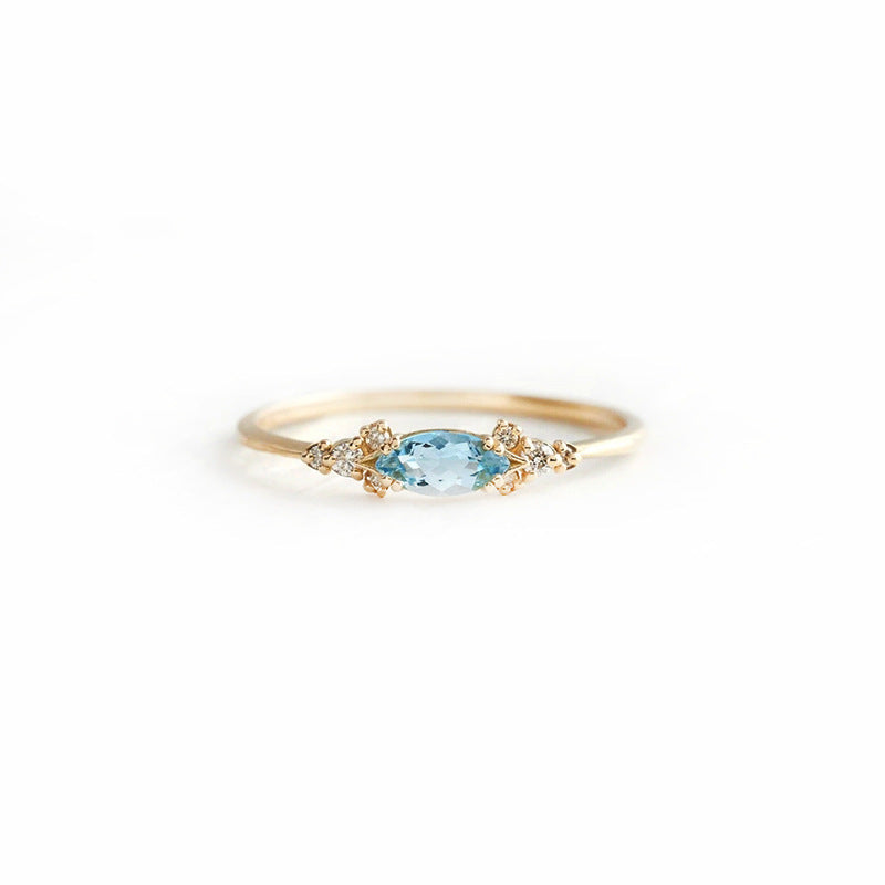 Aquamarine Blue Ring – 925 Sterling Silver, Gold Plated - Photo 7 | Pinky Promise