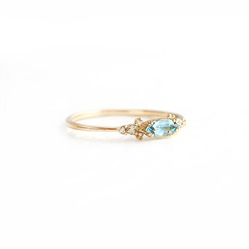 Aquamarine Blue Ring – 925 Sterling Silver, Gold Plated - Photo 8 | Pinky Promise