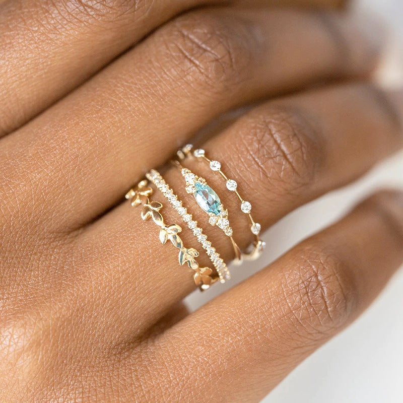 Buy Aquamarine Blue Ring – 925 Sterling Silver, Gold Plated - Rings at Presentopia - View 4