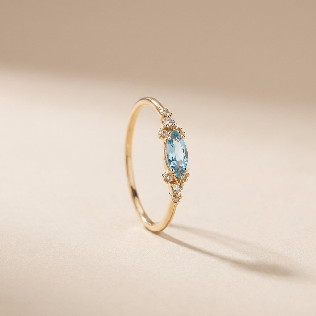 Buy Aquamarine Blue Ring – 925 Sterling Silver, Gold Plated at Pinky Promise