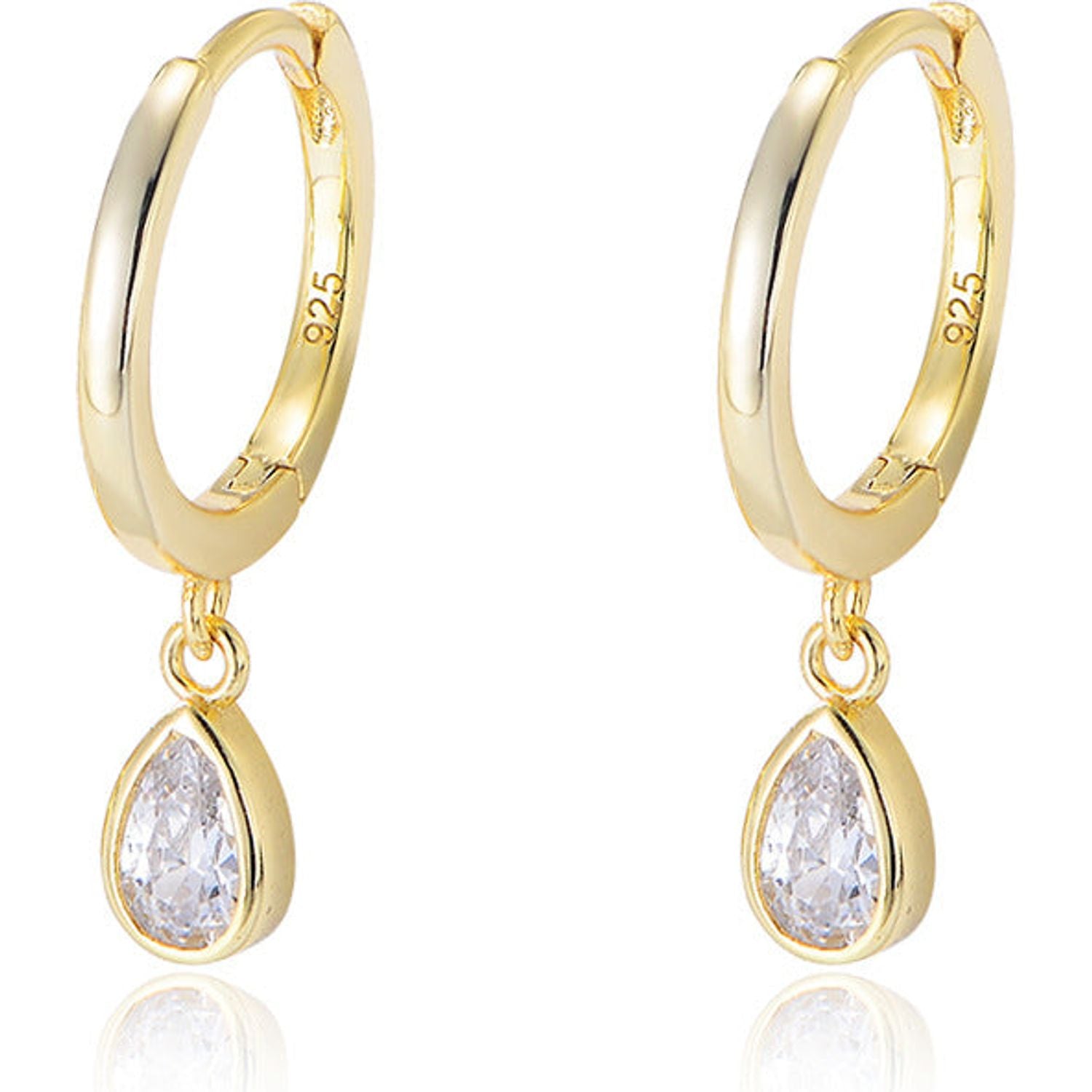 Buy Aria Pear-Drop Huggie Earrings in Gold Vermeil Online in UAE