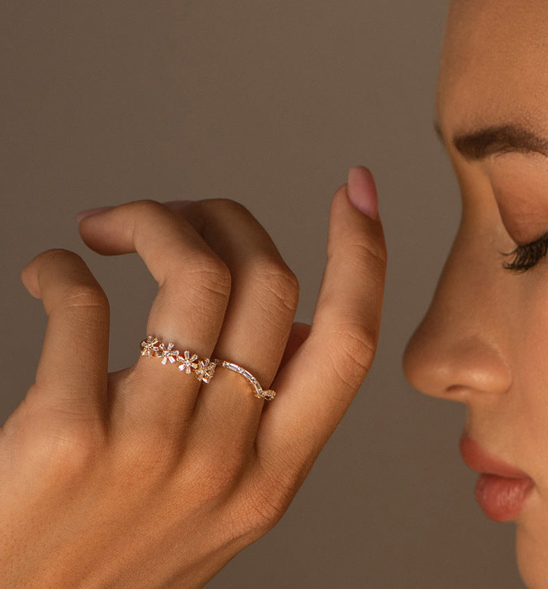 Buy Baguette Chevron Ring – 925 Sterling Silver, Gold Plated - Rings at Presentopia - View 6