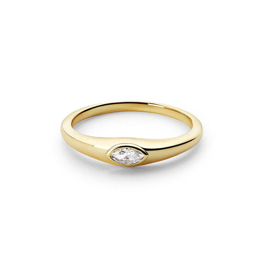 Bezel Marquise Solitaire Ring – 925 Sterling Silver, Gold Plated - Photo 8 | Pinky Promise