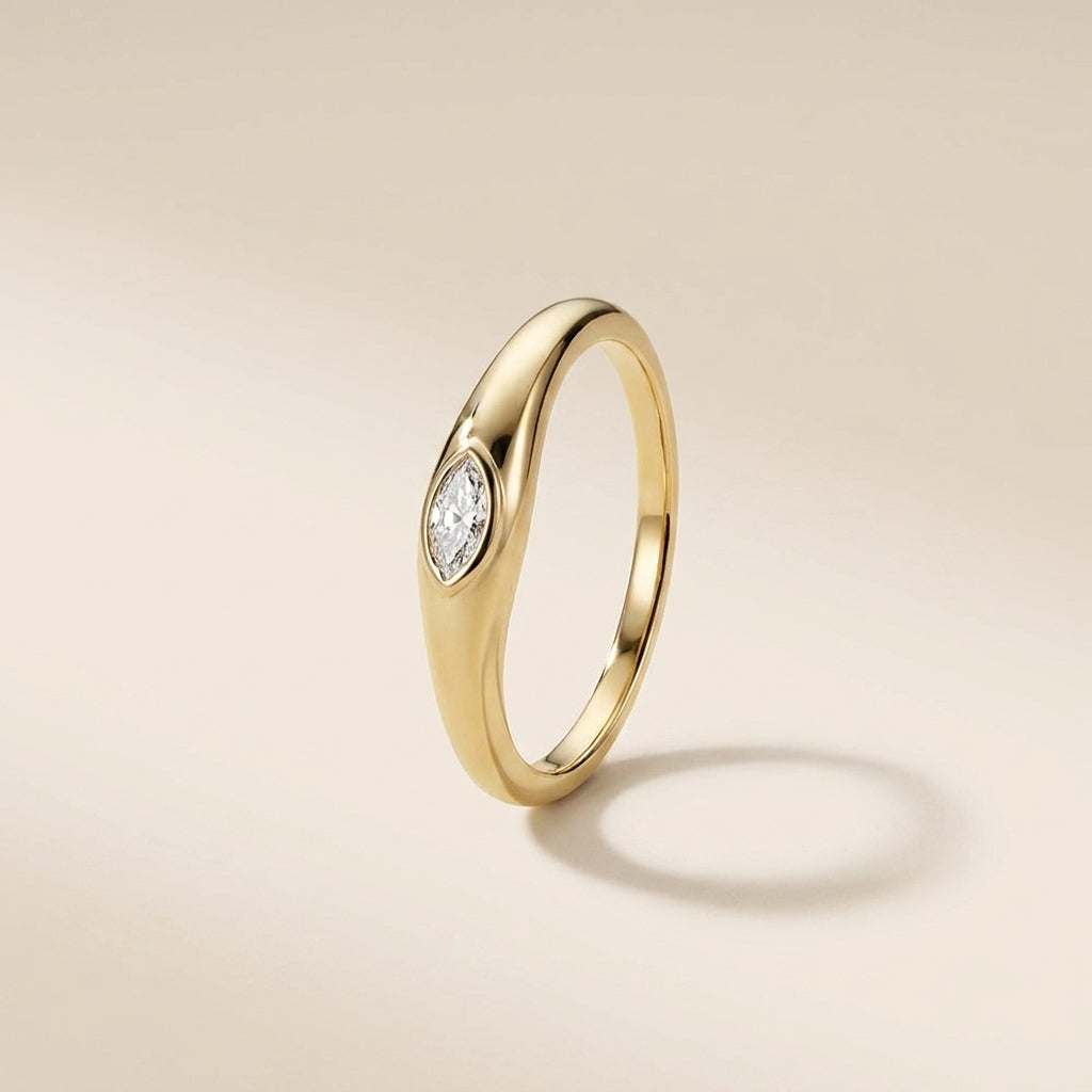 Buy Bezel Marquise Solitaire Ring – 925 Sterling Silver, Gold Plated - Rings at Presentopia