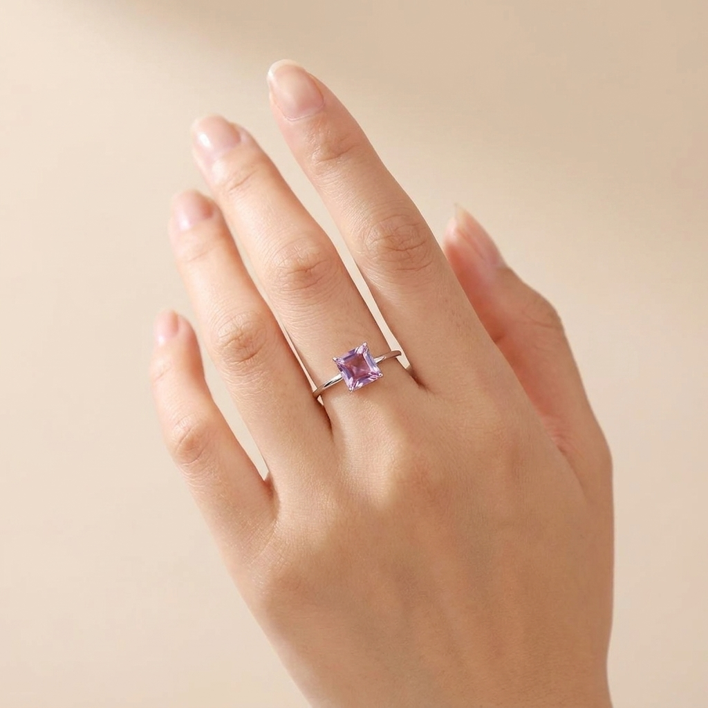 Bi-Color Gemstone Solitaire Ring – 925 Sterling Silver | Pinky Promise
