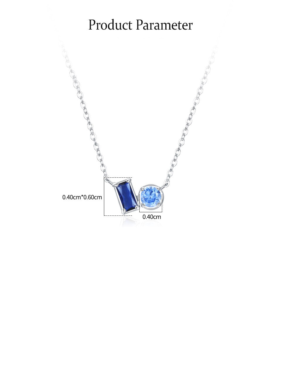 Blue Baguette & Round Duo Necklace - 925 Sterling Silver - Photo 7 | Pinky Promise