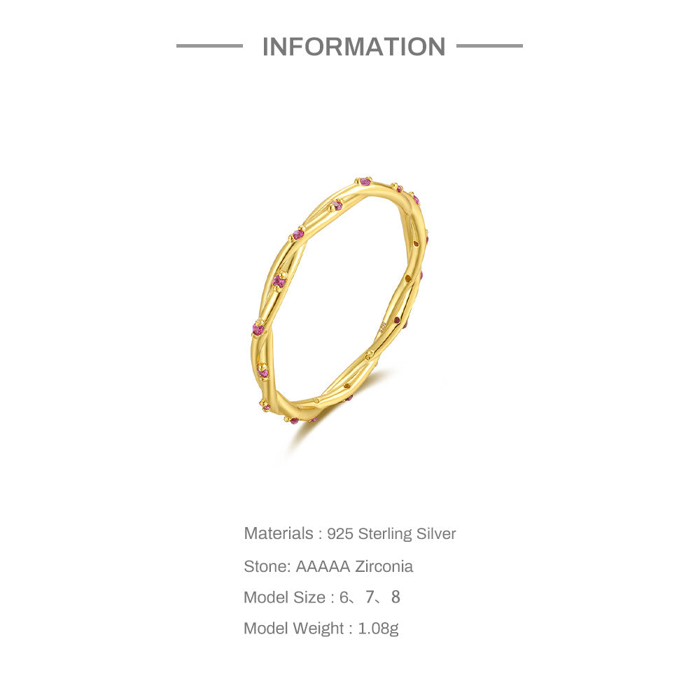 Callista Pink Crystal Twisted Rope Band (Size 7) - View 2