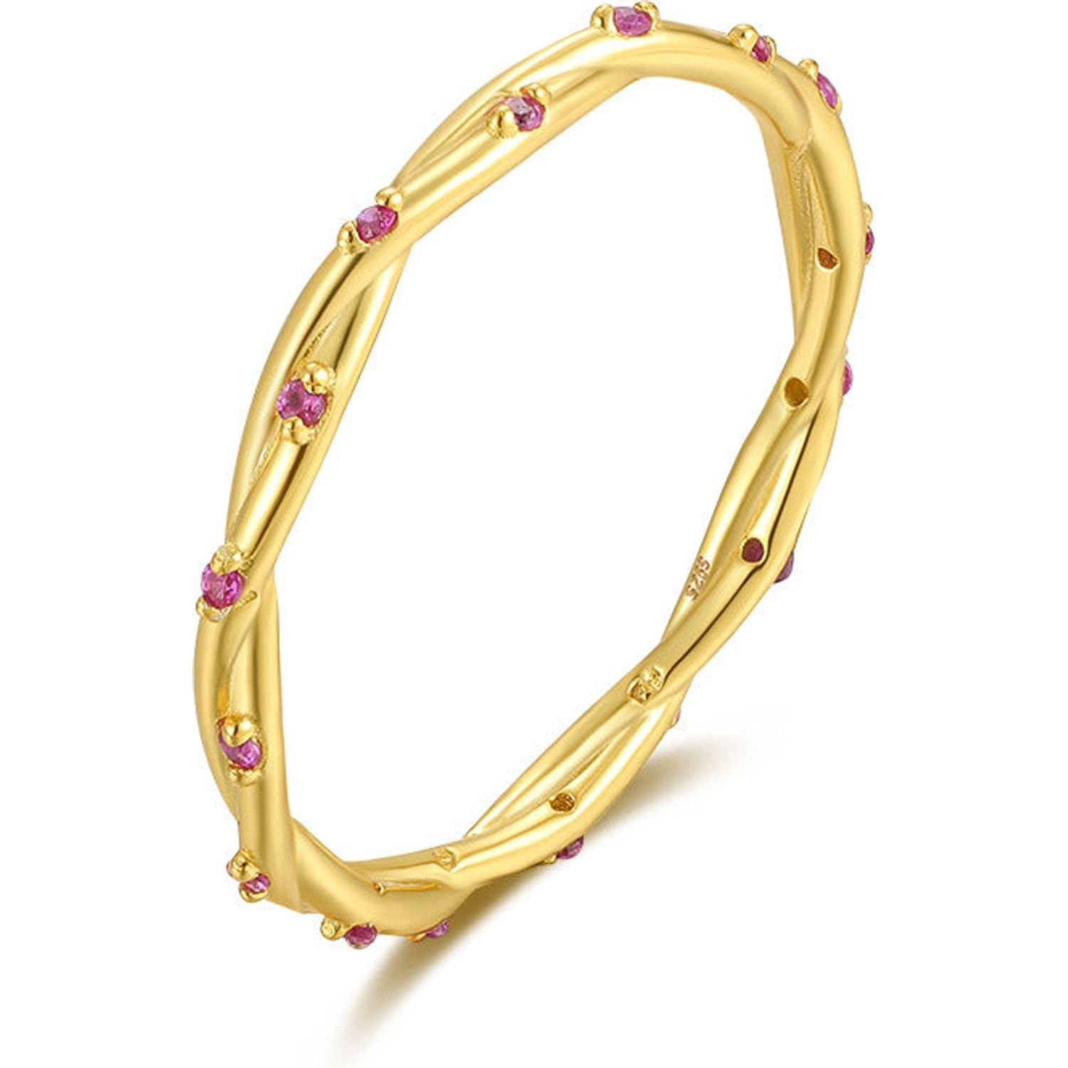 Callista Pink Crystal Twisted Rope Band (Size 7)