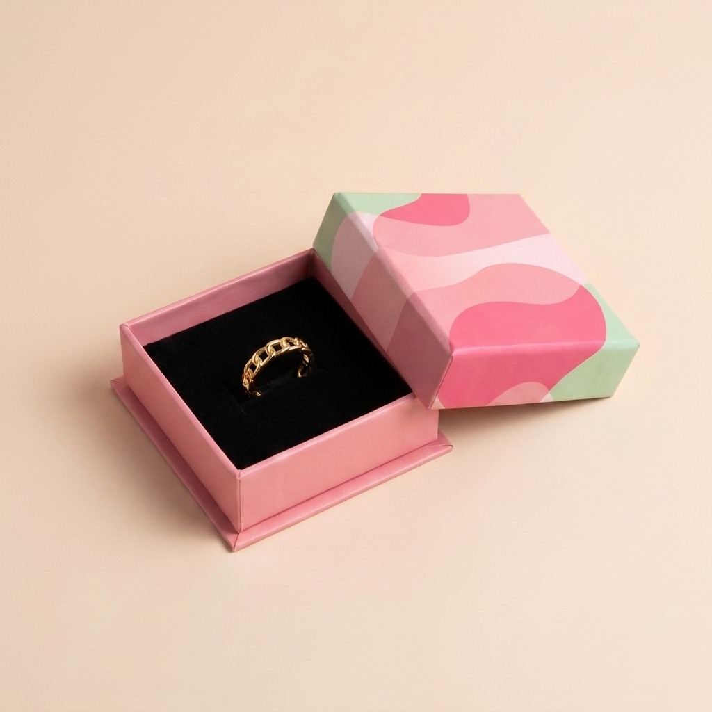 Chain Link Adjustable Ring - Gold Plated 925 Sterling Silver | Pinky Promise