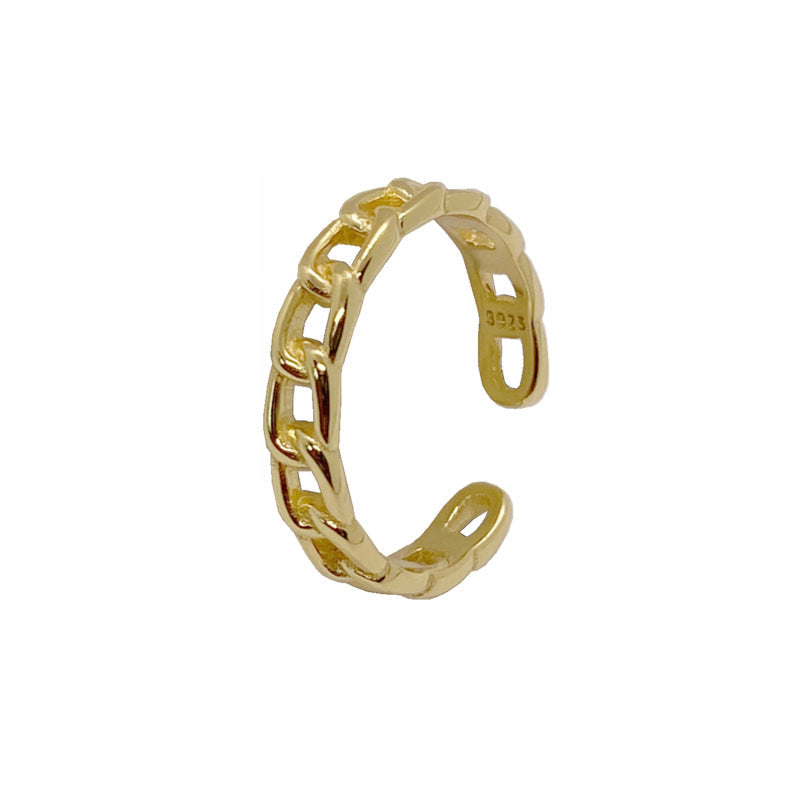 Buy Chain Link Adjustable Ring - Gold Plated 925 Sterling Silver - Rings at Presentopia - View 3