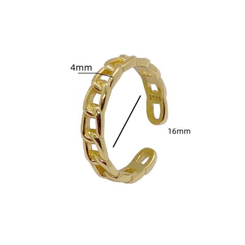 Buy Chain Link Adjustable Ring - Gold Plated 925 Sterling Silver - Rings at Presentopia - View 4