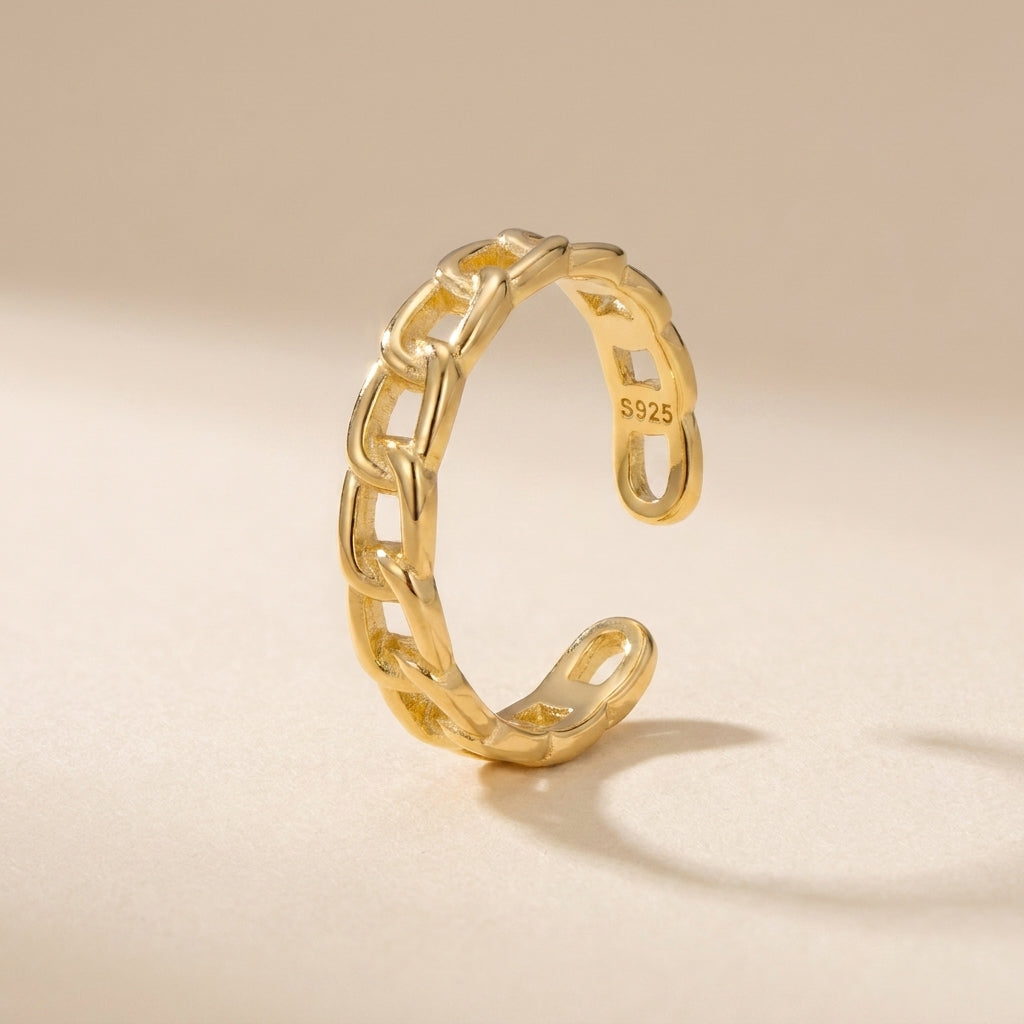 Buy Chain Link Adjustable Ring - Gold Plated 925 Sterling Silver - Rings at Presentopia
