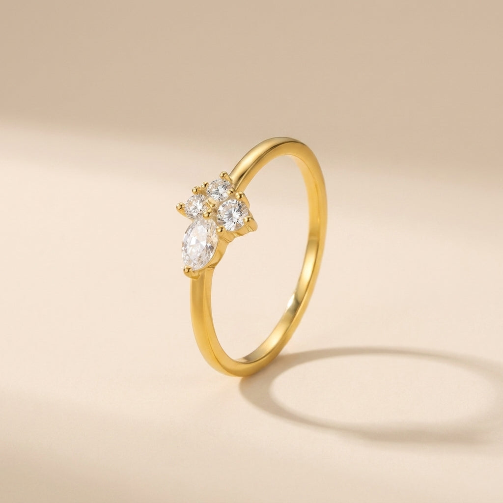 Buy Cluster Crystal Ring – 925 Sterling Silver, Gold Plated at Pinky Promise