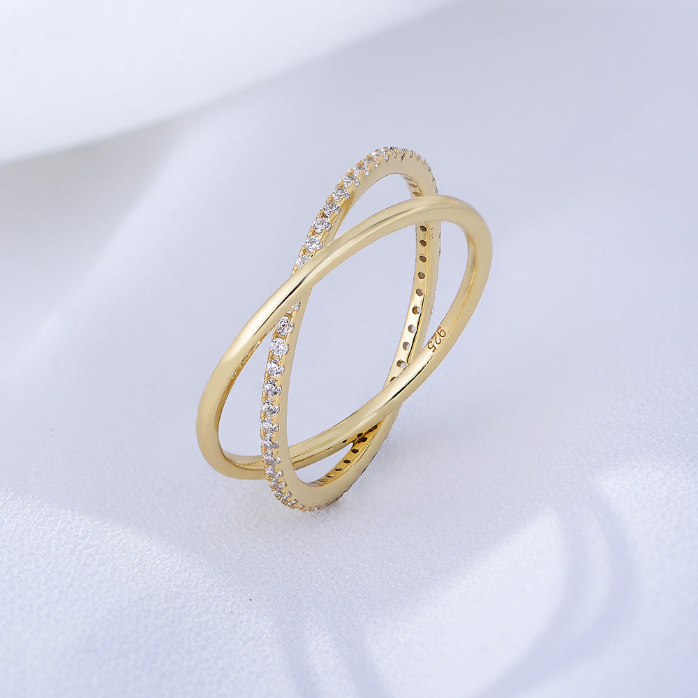Crisscross Pavé X Ring – 925 Sterling Silver, Gold Plated - Photo 11 | Pinky Promise