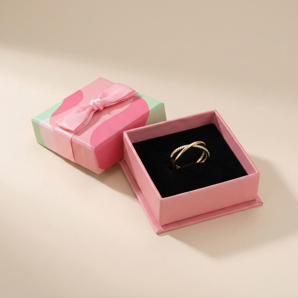Crisscross Pavé X Ring – 925 Sterling Silver, Gold Plated - Close Up | Pinky Promise