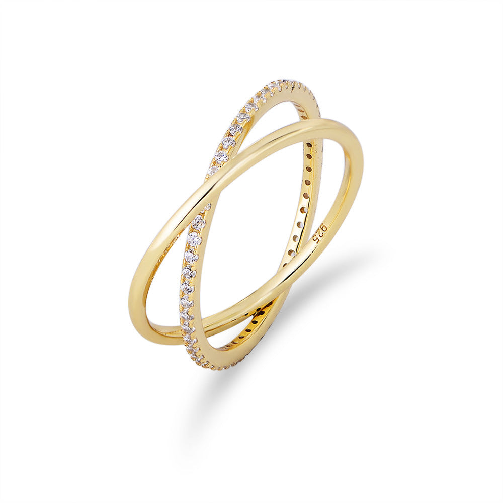 Crisscross Pavé X Ring – 925 Sterling Silver, Gold Plated - Photo 5 | Pinky Promise