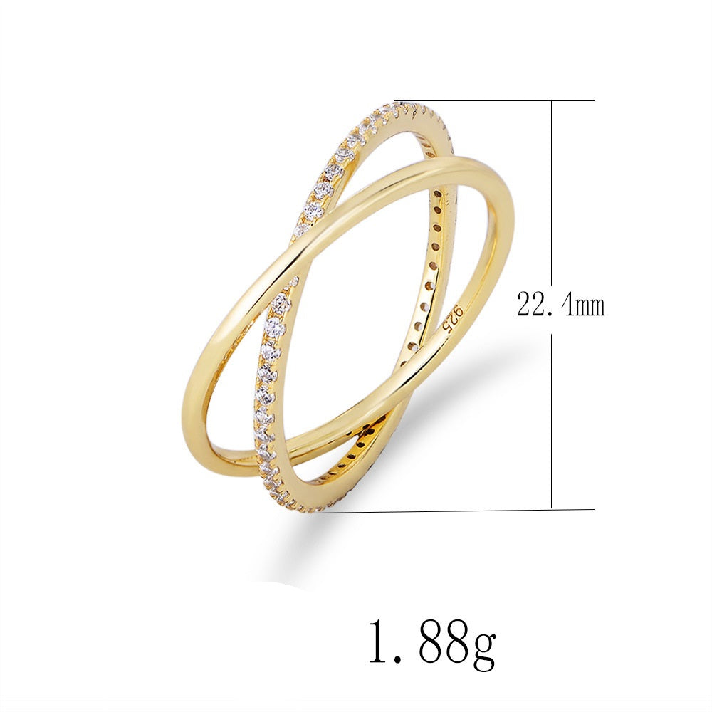 Crisscross Pavé X Ring – 925 Sterling Silver, Gold Plated - Photo 6 | Pinky Promise