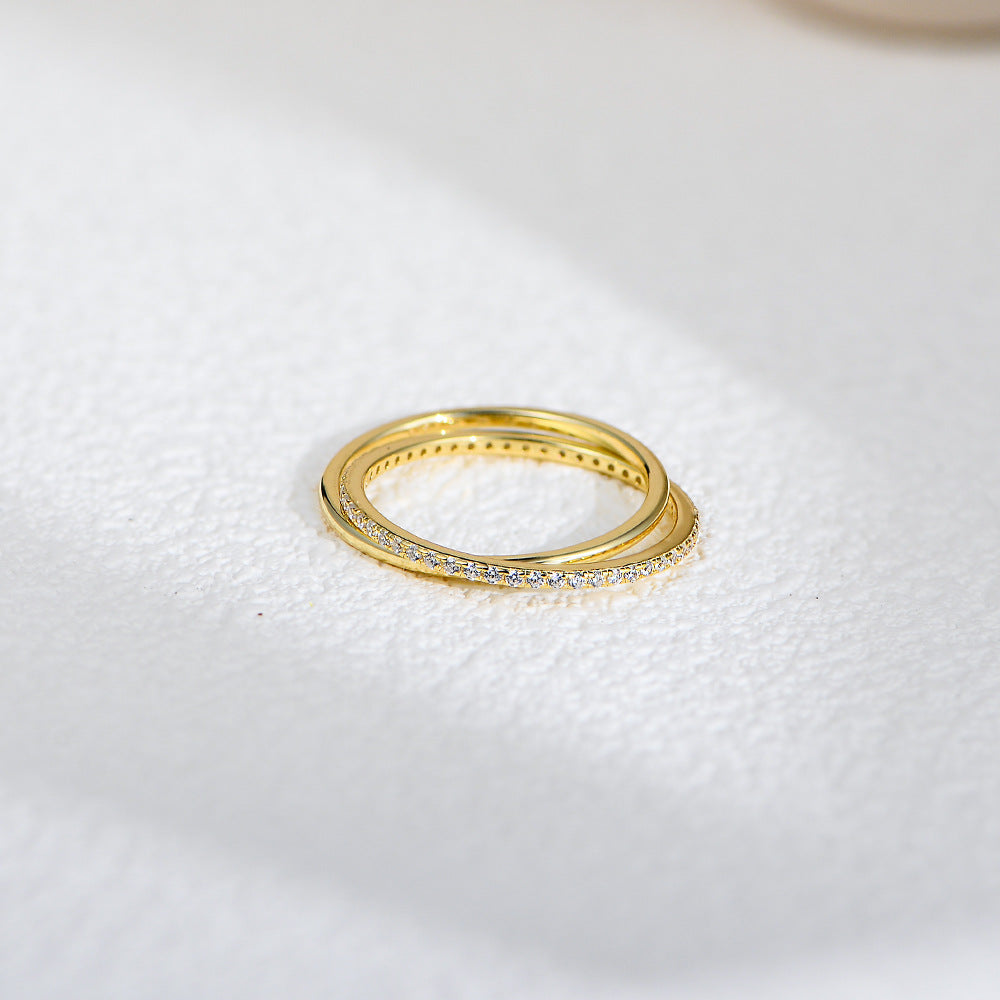 Crisscross Pavé X Ring – 925 Sterling Silver, Gold Plated - Photo 8 | Pinky Promise
