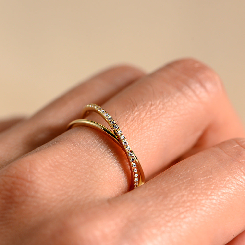 Crisscross Pavé X Ring – 925 Sterling Silver, Gold Plated - Photo 10 | Pinky Promise