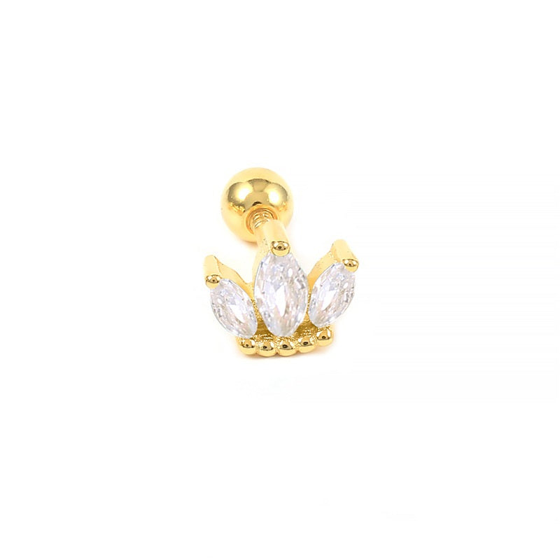 Crown Cartilage Stud Earring (Single) - Gold Plated 925 Sterling Silver - Photo 6 | Pinky Promise