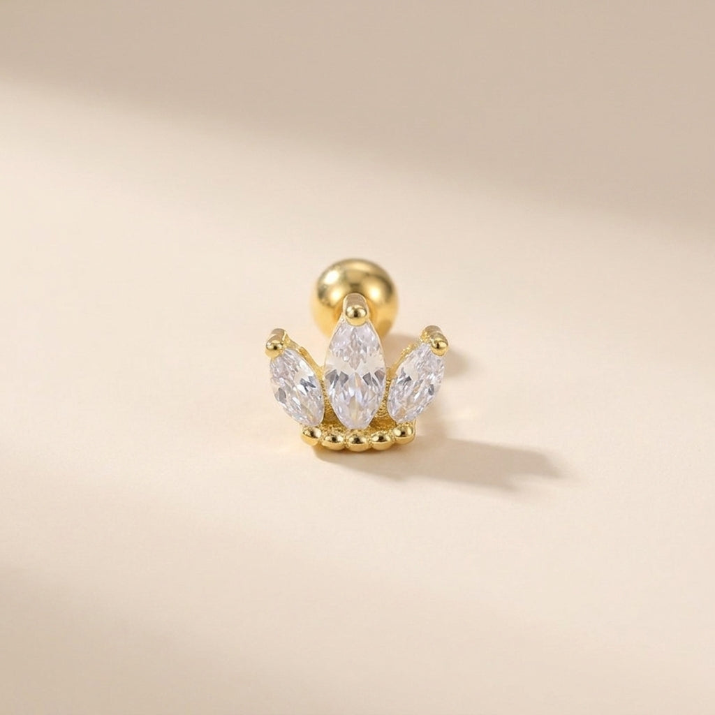 Buy Crown Cartilage Stud Earring (Single) - Gold Plated 925 Sterling Silver at Pinky Promise