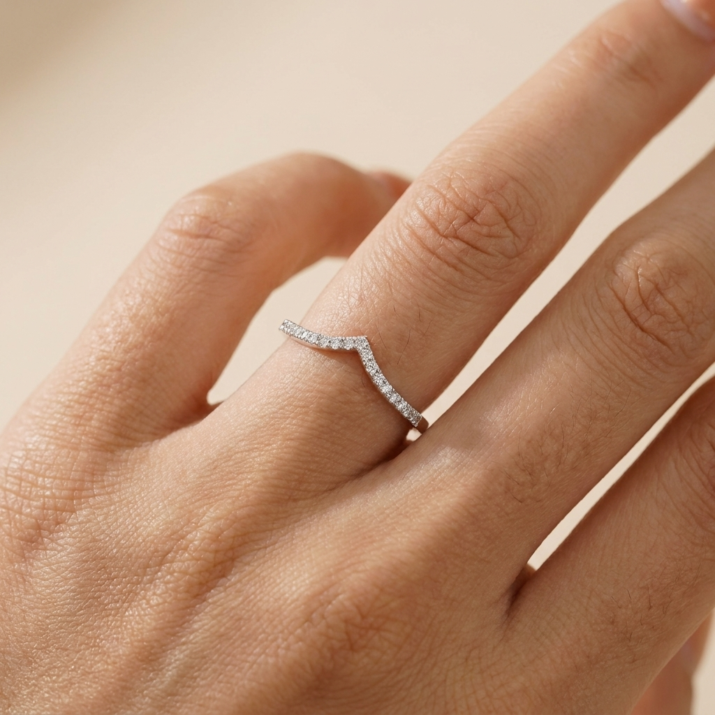 Curved Wishbone Pavé Ring – 925 Sterling Silver | Pinky Promise