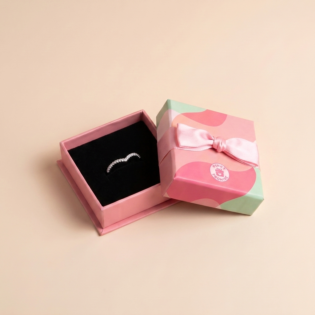 Curved Wishbone Pavé Ring – 925 Sterling Silver - Close Up | Pinky Promise