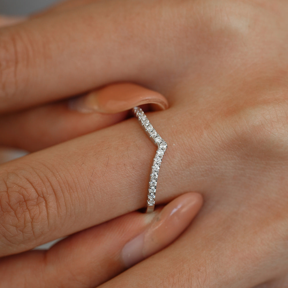 Curved Wishbone Pavé Ring – 925 Sterling Silver - Photo 9 | Pinky Promise