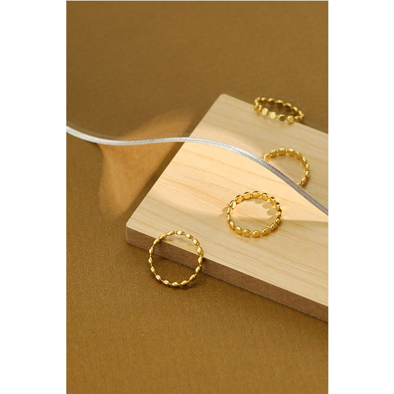 Dainty Beaded Stacking Ring in Gold Vermeil ( Size 7 )